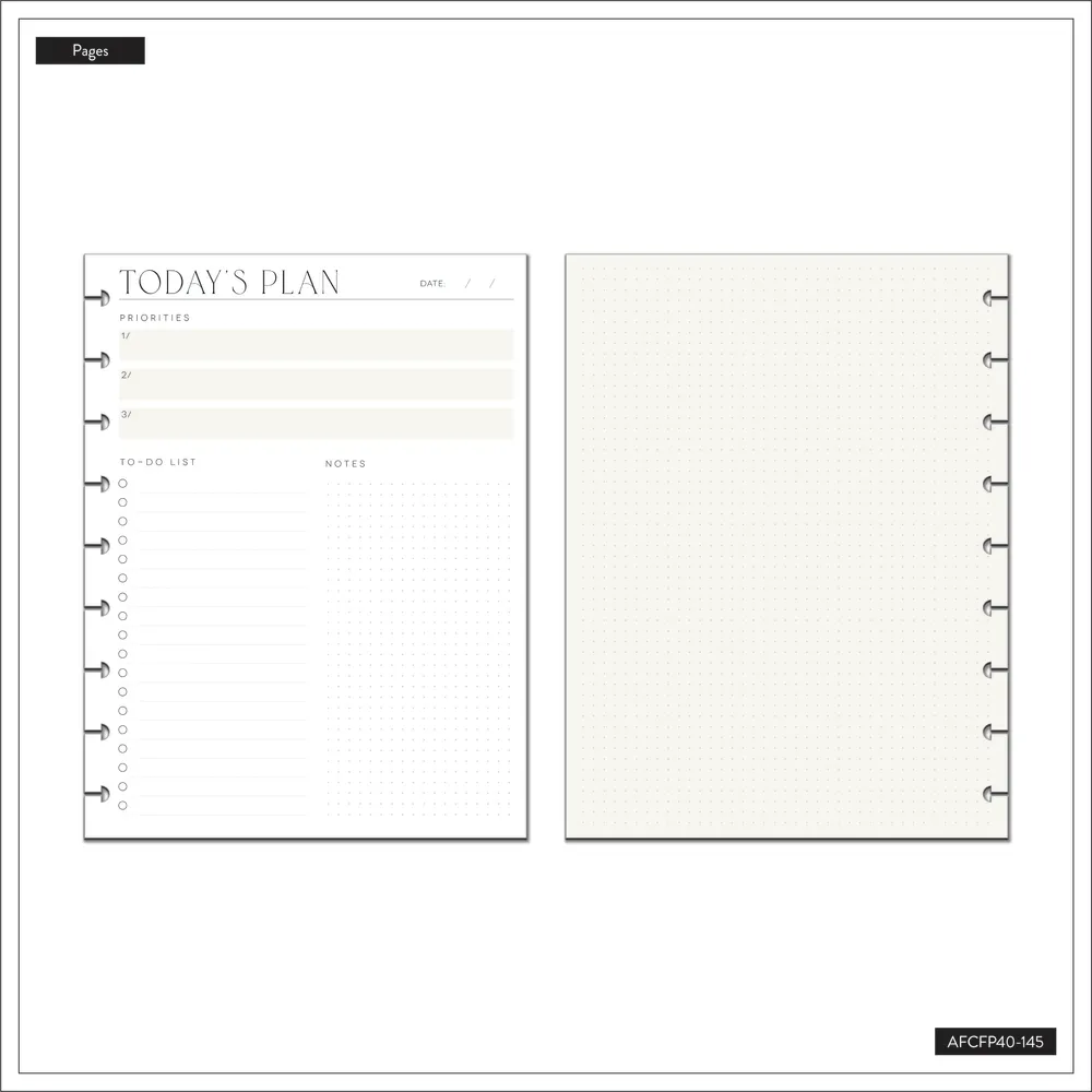 Happy Planner Neutral Chic Classic papier recharge 40 feuilles dashboard