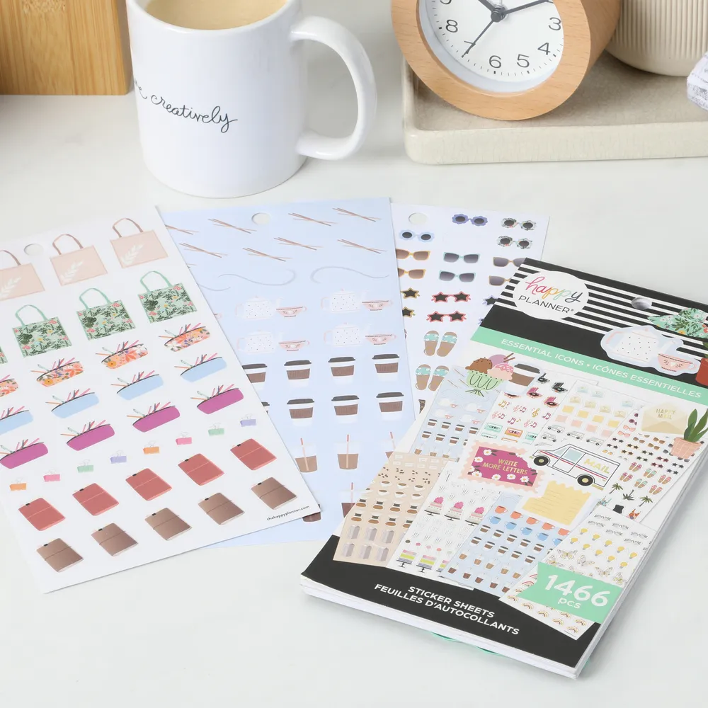 Happy Planner Essential Icons stickers 1466 doré