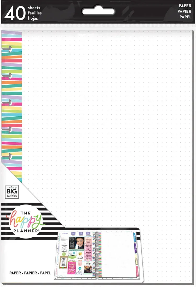 Happy Planner Multi Stripe recharge papier classic dot grid 40 feuilles
