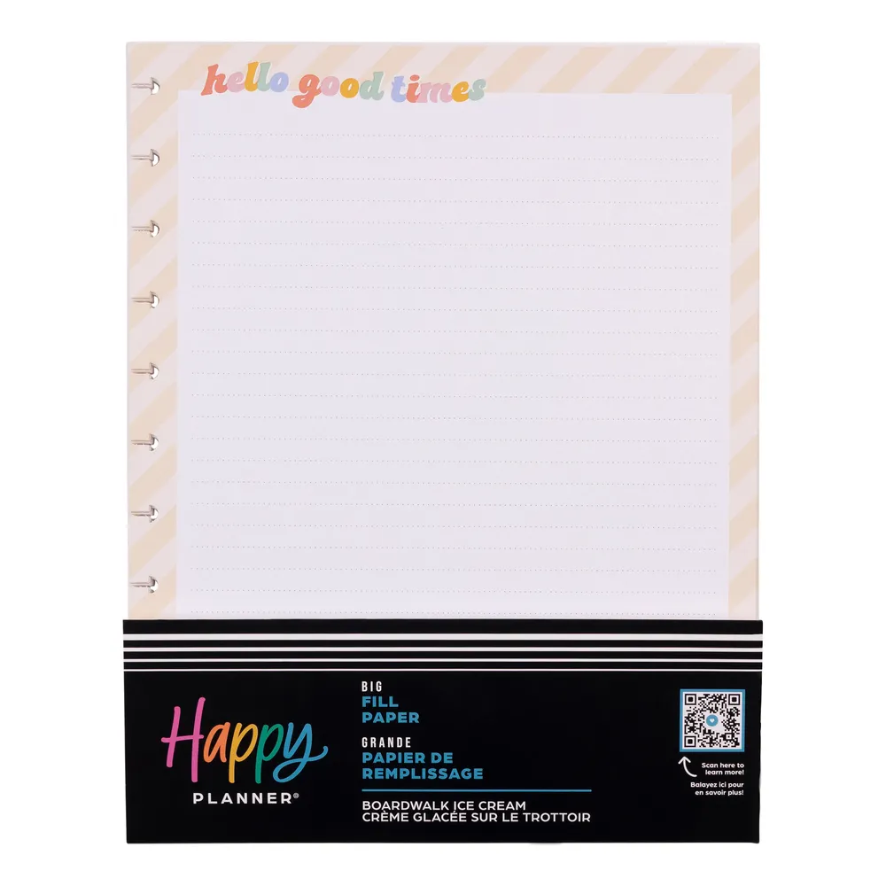 Happy Planner Boardwalk Big papier recharge 40 feuilles ligné pointillé