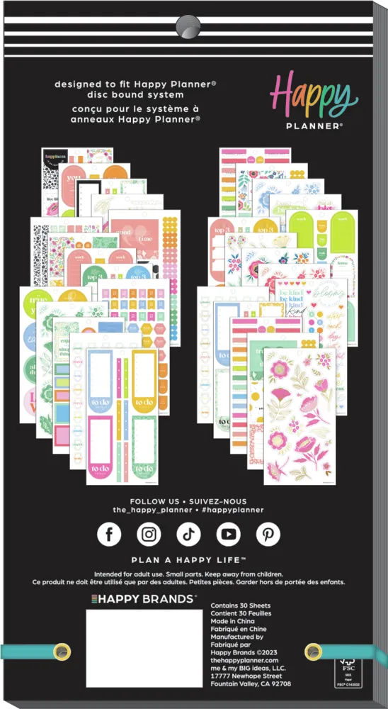Happy Planner Tiny Florals autocollants 828 fleurs 30 feuilles