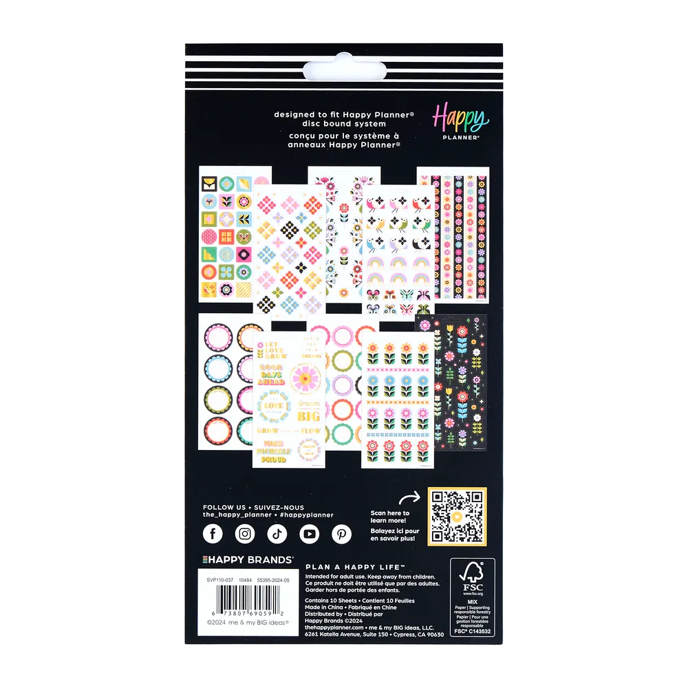 Happy Planner Mod Garden stickers vintage 10 planches 227 fleuri