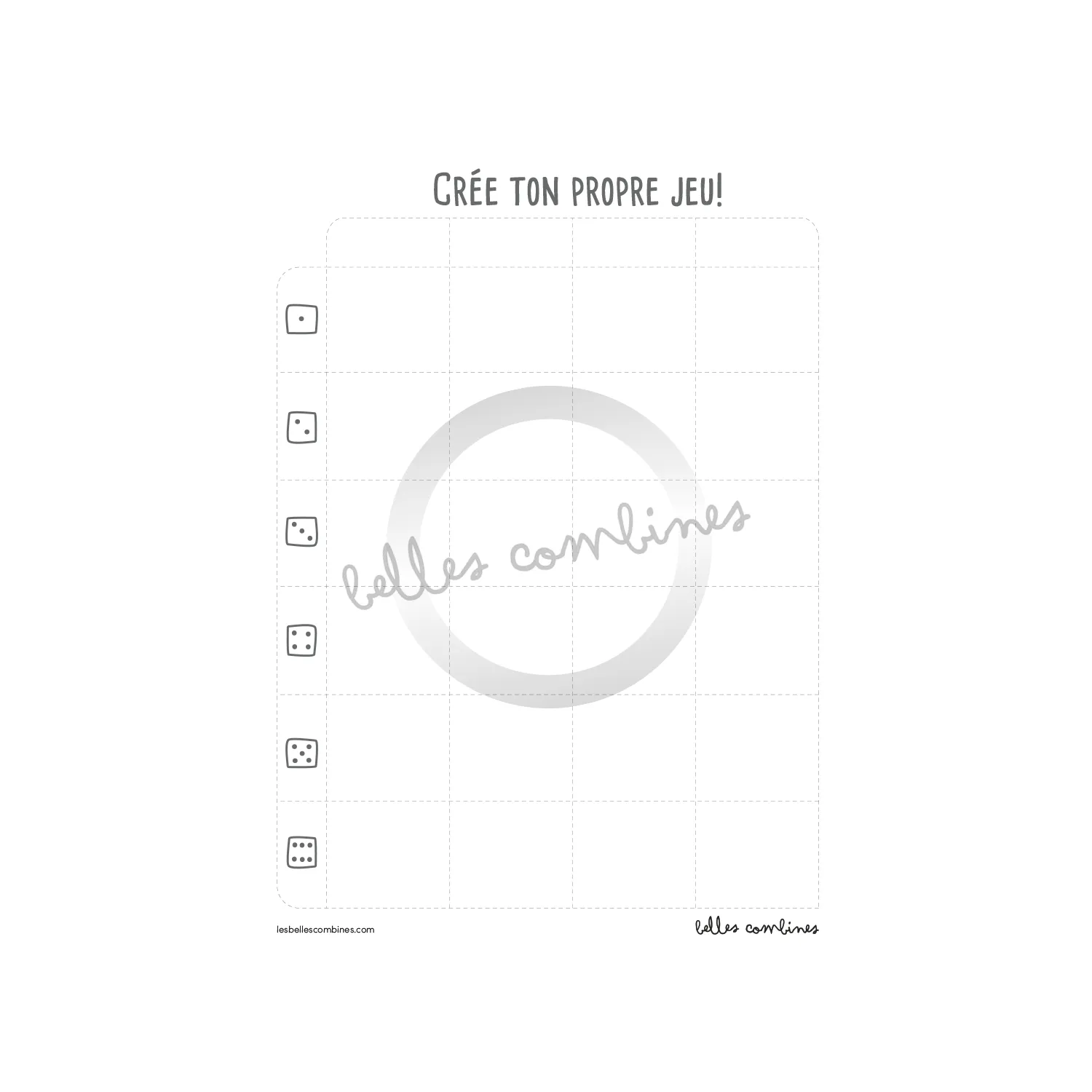 Les Belles Combines Lance un jeu créatif à imprimer française