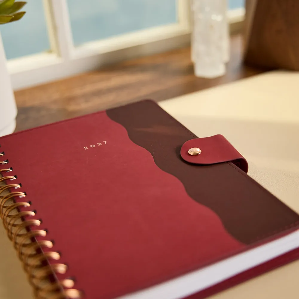 Happy Planner Citrine Burgundy Scallop agenda 2027 A5 pro 12 mois