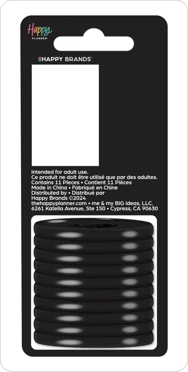 Happy Planner Black disques expander plastiques noirs x11