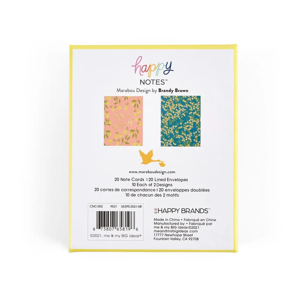 Happy Planner Marabou Sweet Florals cartes 20 enveloppes floral