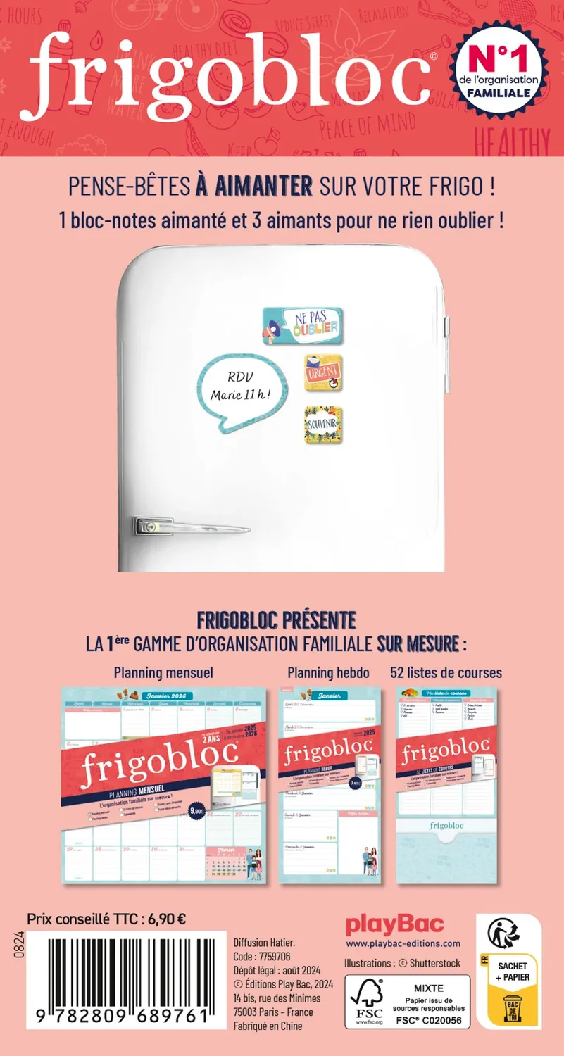 Frigobloc Pense-bêtes aimants frigo lot post-it