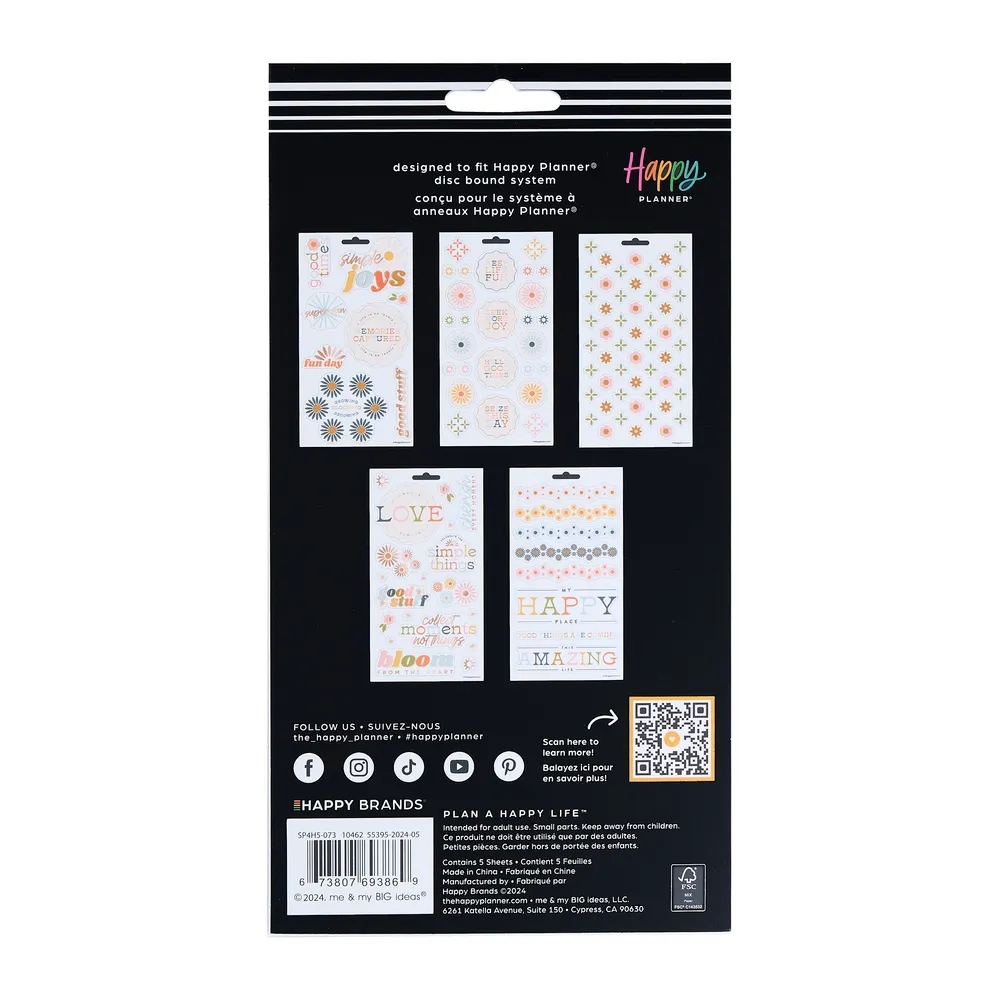 Happy Planner Simple Joys stickers agenda 5 planches doré