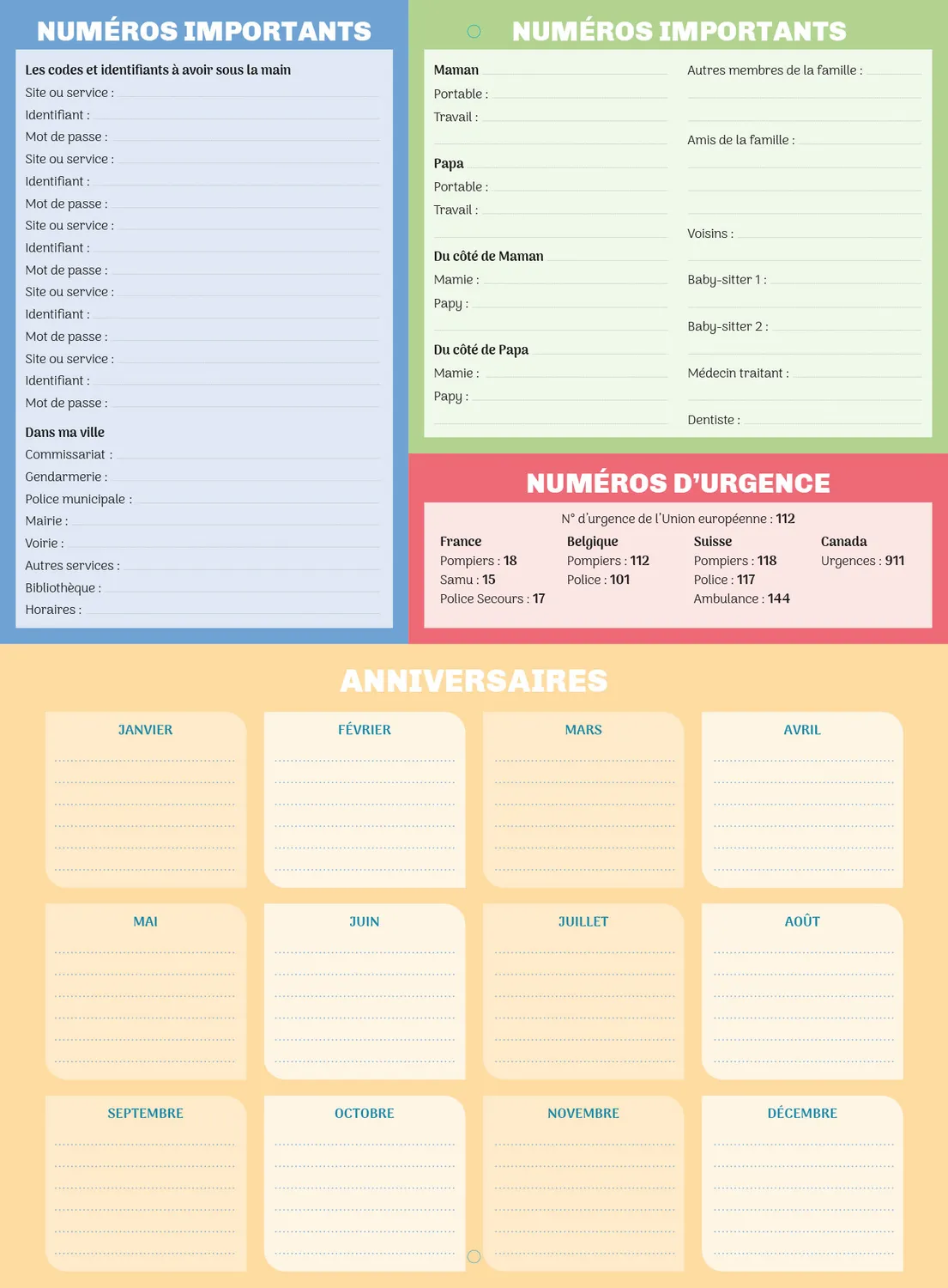 Frigobloc Ultra Simple calendrier familial aimanté frigo