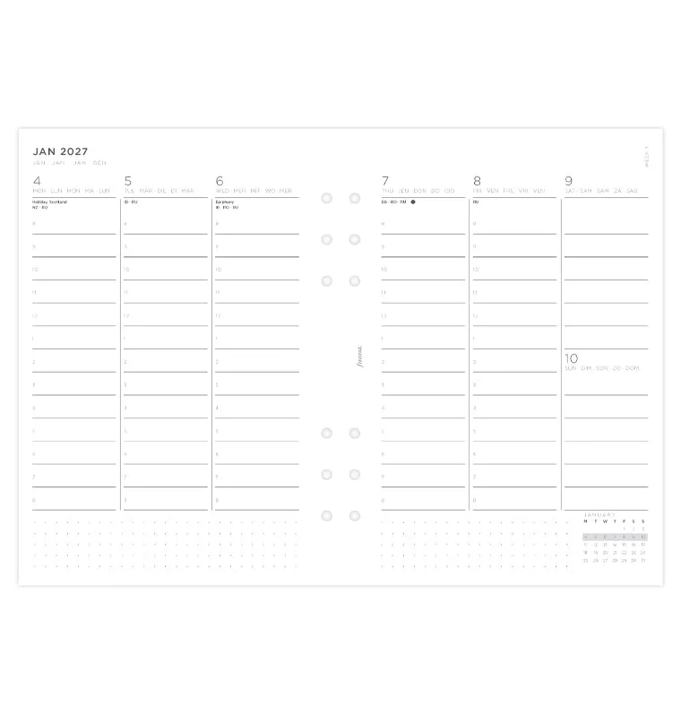 Filofax Minimal recharge agenda 2027 A5 verticale