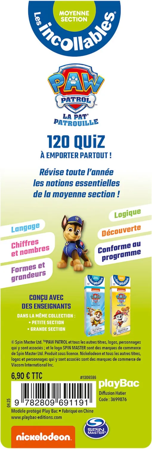 Les Incollables Pat' Patrouille éventail quiz moyenne section