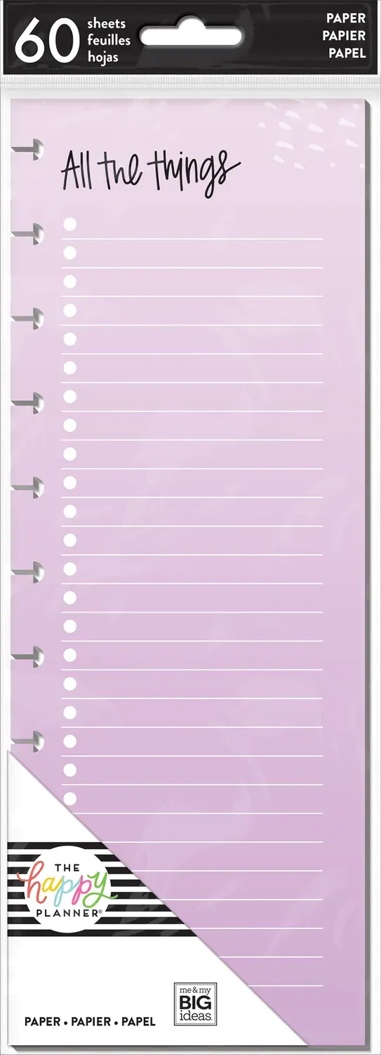 Happy Planner Colored Paper recharge papier Big 60 feuilles
