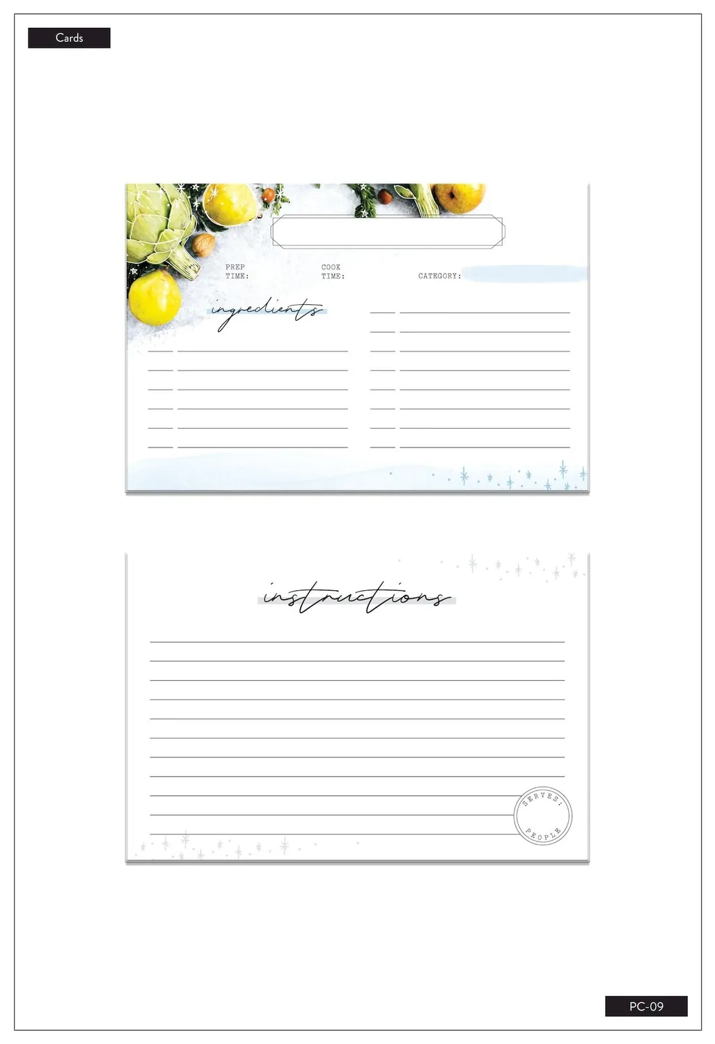 Happy Planner Bon Appetit cartes recettes foodie 20 cartes