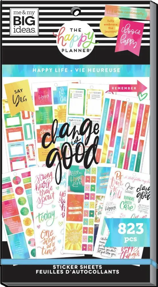 Happy Planner Happy Life stickers 832 pièces aquarelle