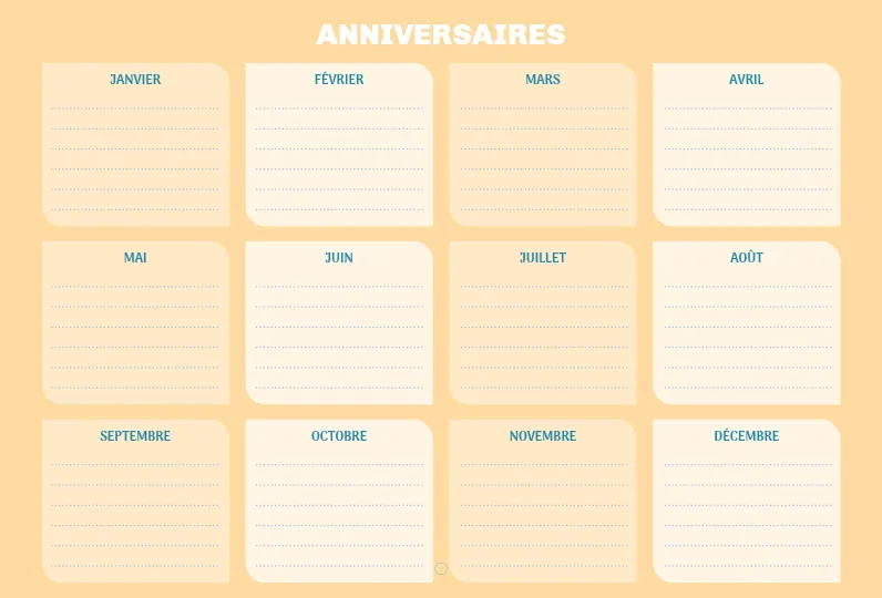 Frigobloc Mini Ultra Simple calendrier famille 16 mois aimanté