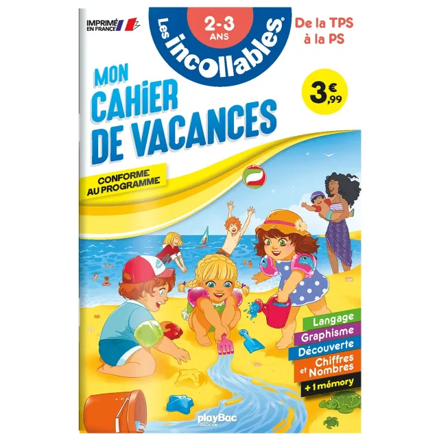 Les Incollables cahier de vacances 2-3 ans TPS-PS programme