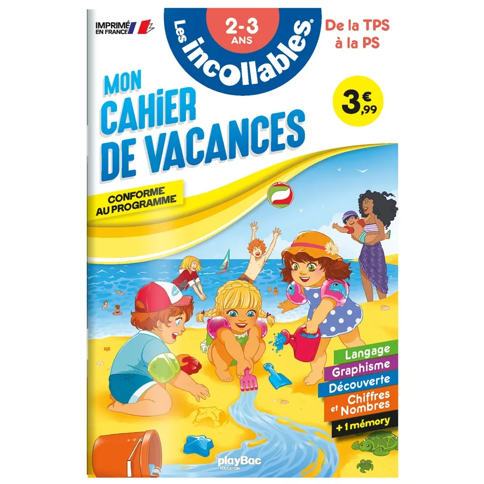 Les Incollables cahier de vacances 2-3 ans TPS-PS programme