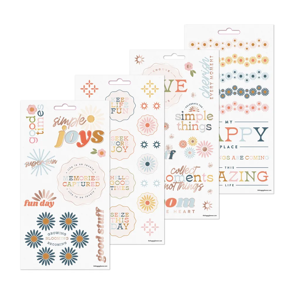 Happy Planner Simple Joys stickers agenda 5 planches doré