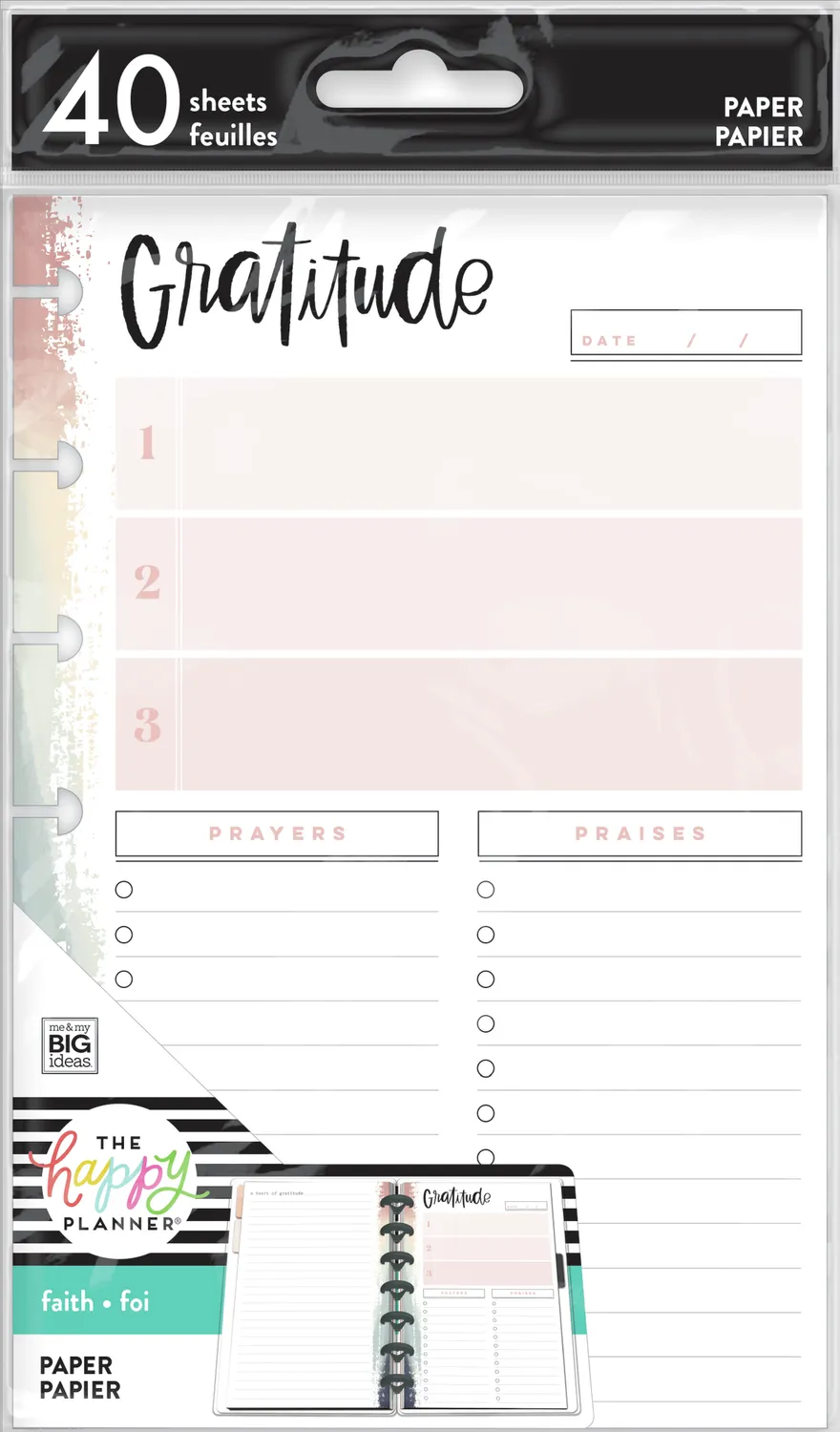 Me & my big ideas Happy Planner Gratitude recharge Mini 40 feuilles