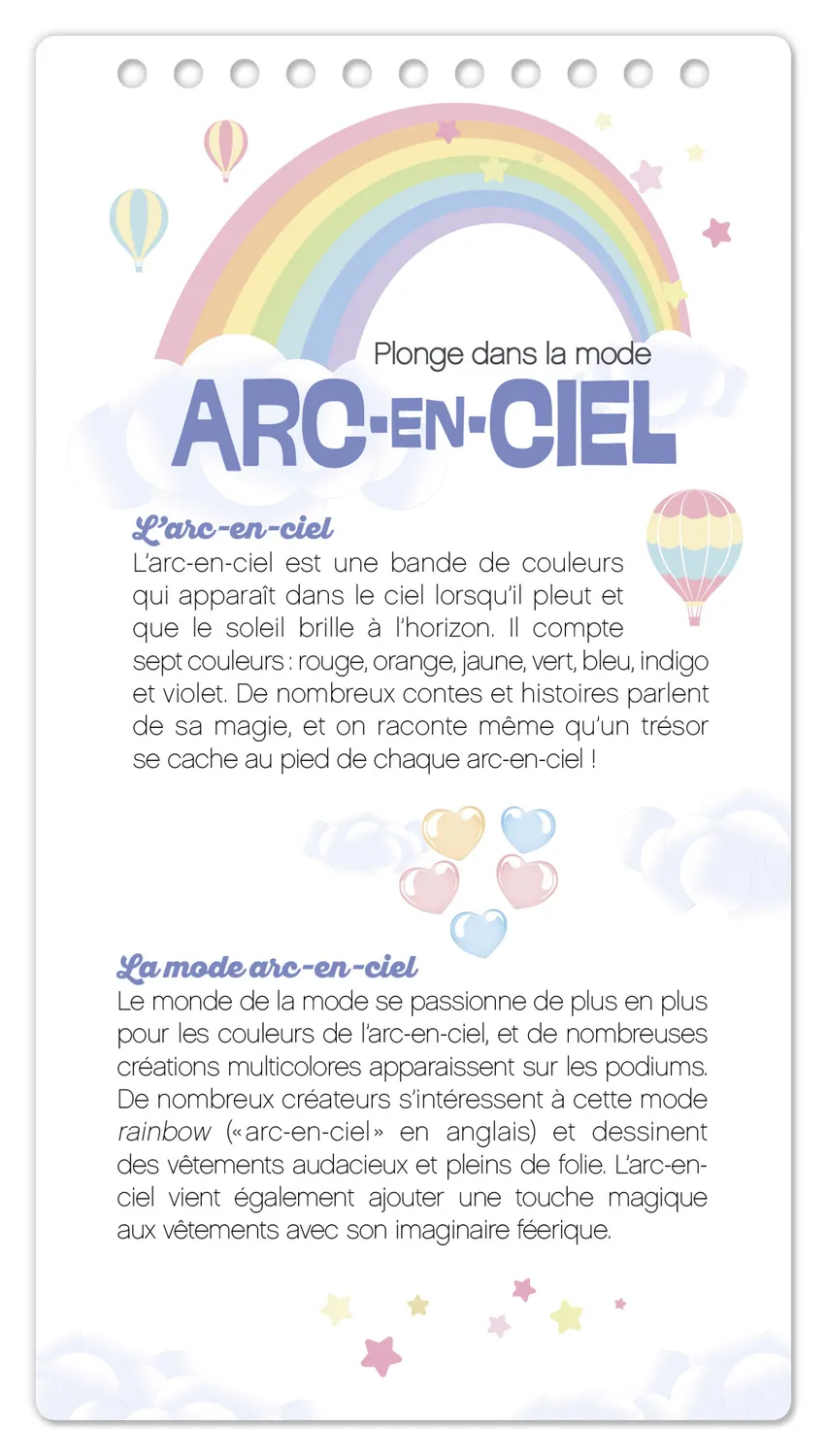 Frigobloc Mode Academy Arc-en-ciel carnet créatif avec bracelet