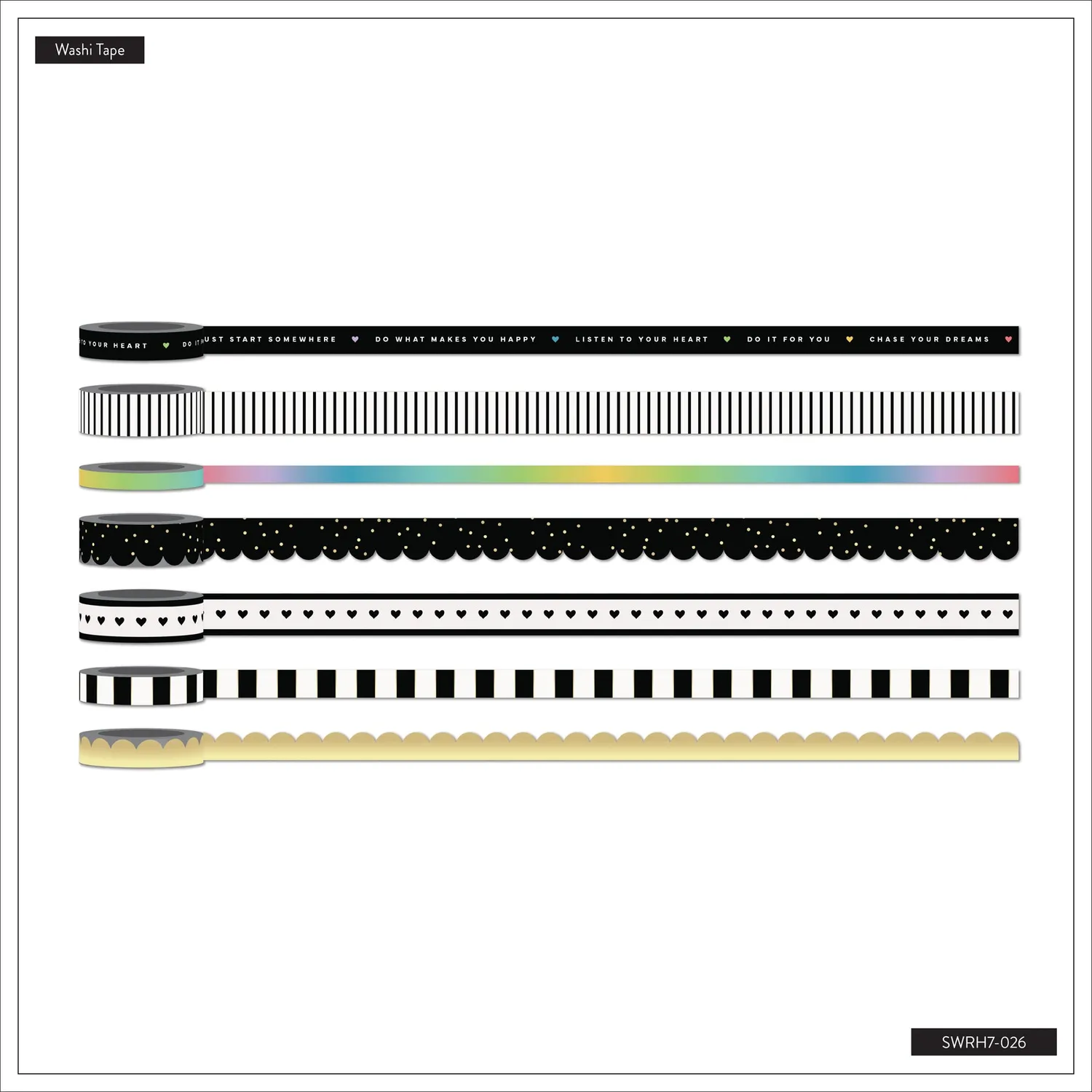 Happy Planner Love Washi Tape masking tape doré x7