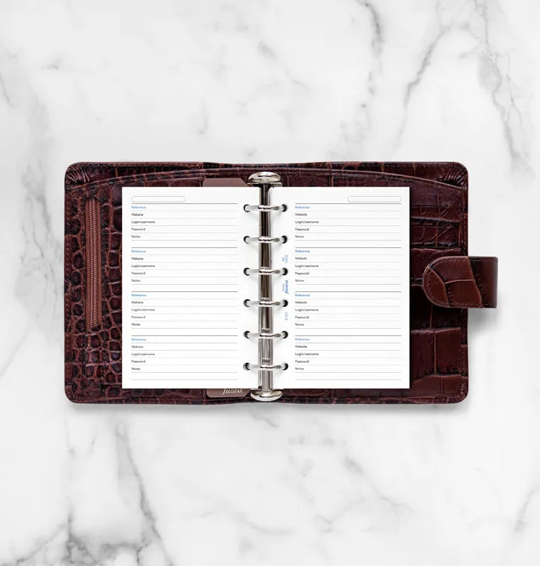 Filofax Recharge Mots de Passe Pocket papier ligné