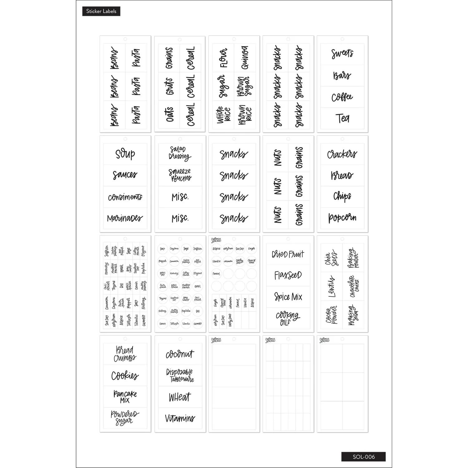Happy Planner Pantry étiquettes organisation bocaux transparentes