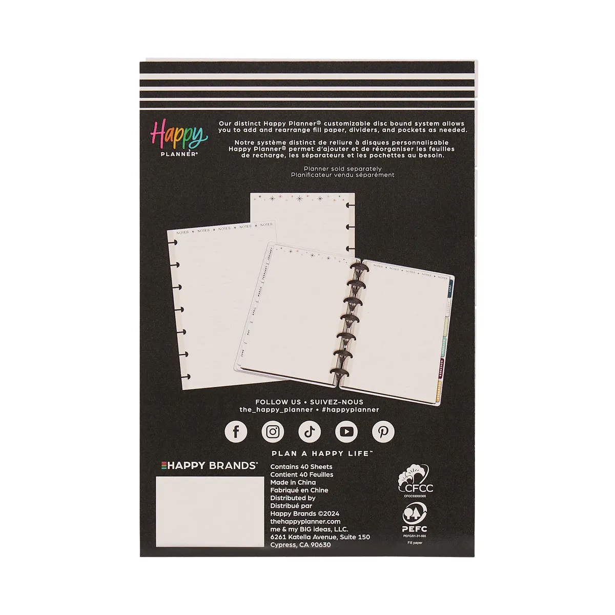 Happy Planner Modern Craft recharge mini pointillé ligné 40 feuilles