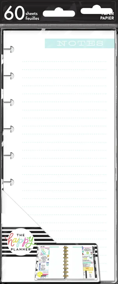 Happy Planner Blue Notes Classic recharge papier 60 feuilles