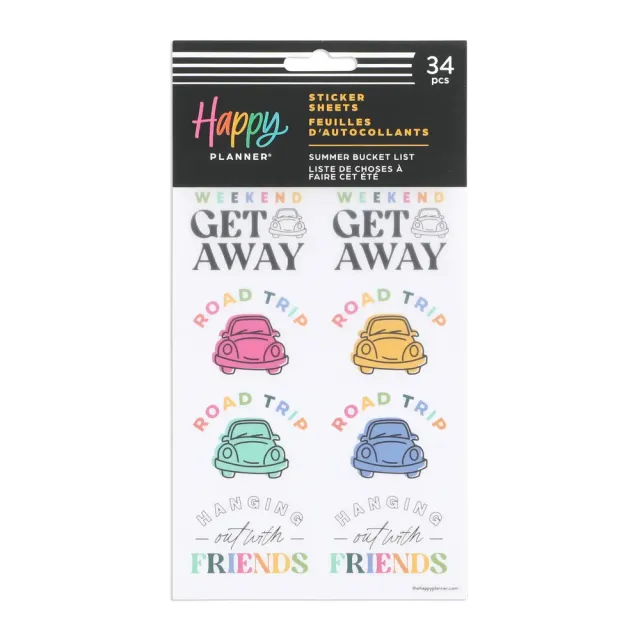 Happy Planner Summer Bucket List stickers été 5 feuilles