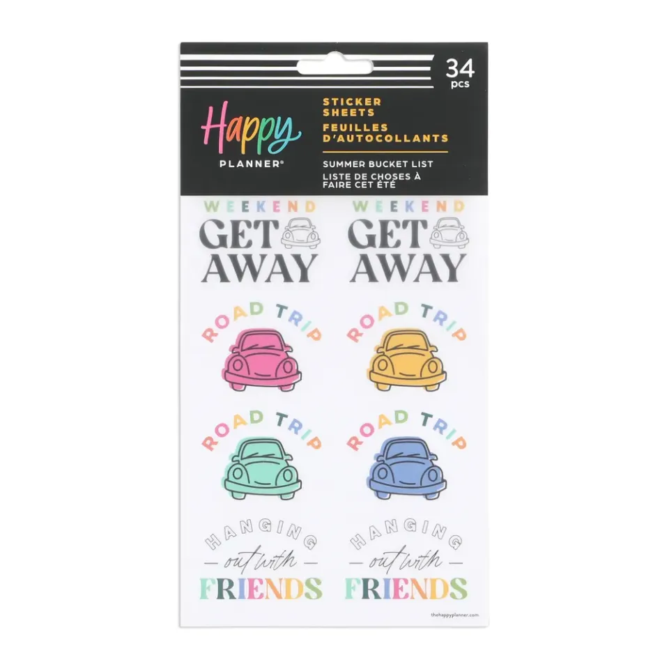 Happy Planner Summer Bucket List stickers été 5 feuilles