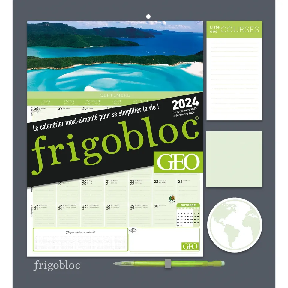 Frigobloc Mensuel 2024 Géo calendrier familial 16 mois