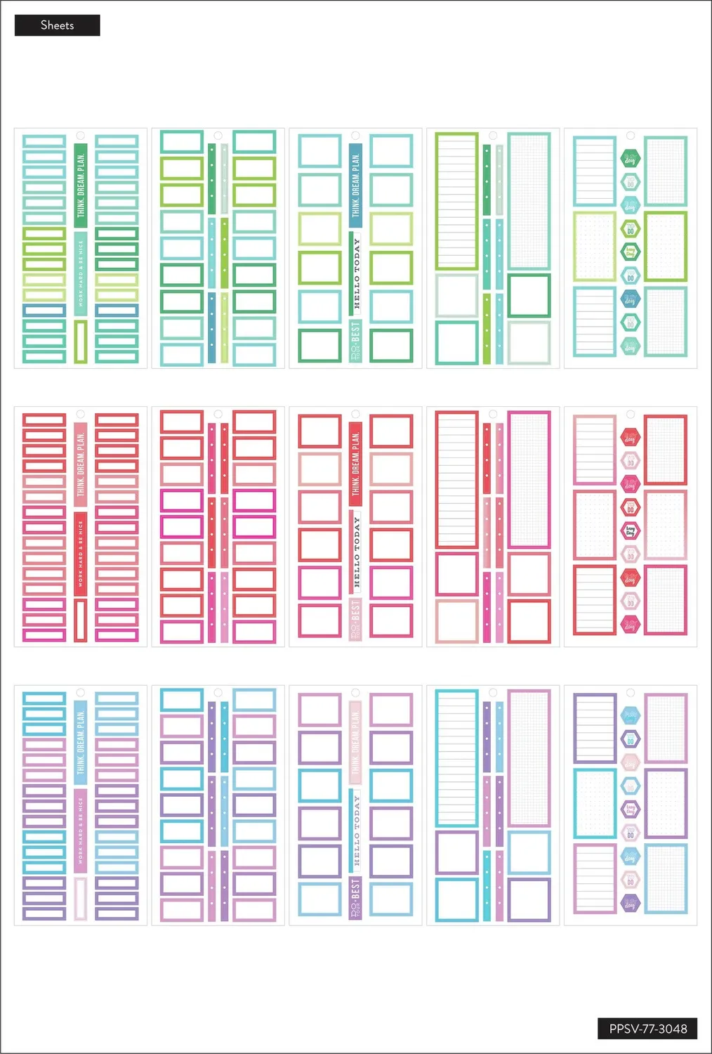 Happy Planner Colorful Boxes autocollants classic x594 colorés