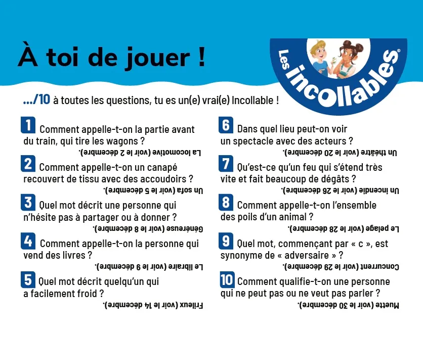 Les Incollables Un mot par jour CP 6-7 ans éphéméride édition 2021