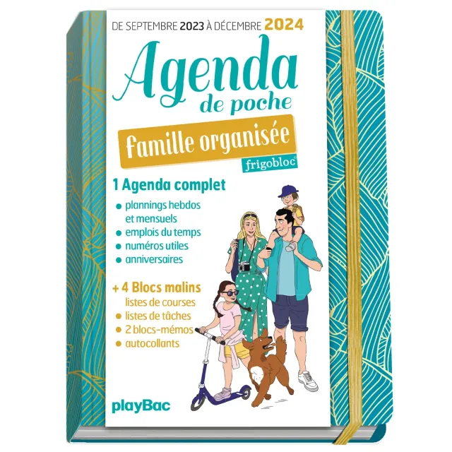 Frigobloc Famille organisée agenda de poche 2024 bleu