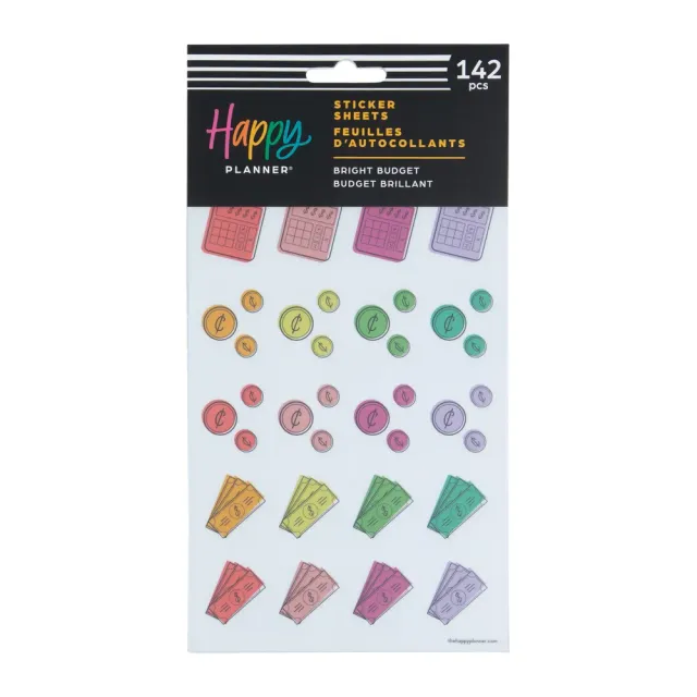 Happy Planner Bright Budget stickers budget 5 feuilles 142