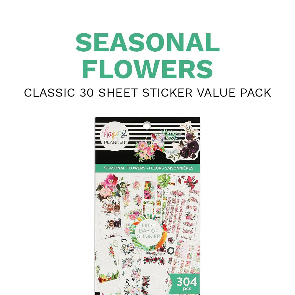 Happy Planner Seasonal Flowers stickers fleurs 304 motifs saisonniers