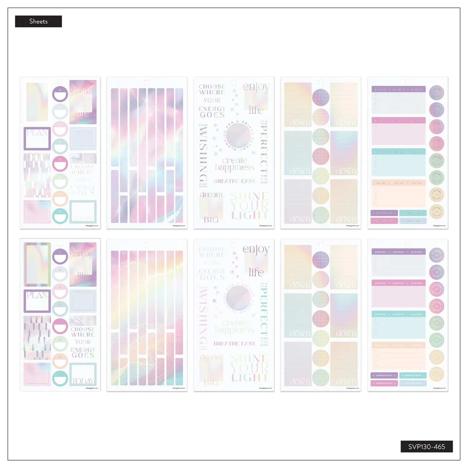 Happy Planner Prism & Pearl Value Pack autocollants 30 feuilles