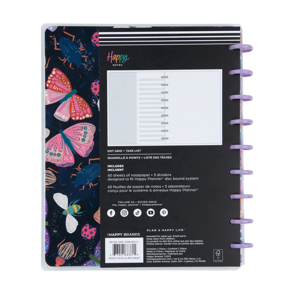 Happy Planner Midnight Botanical carnet Classic 60 feuilles checklist
