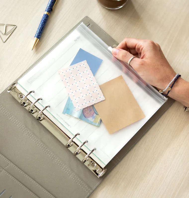 Filofax pochette zippée A5 transparente à anneaux