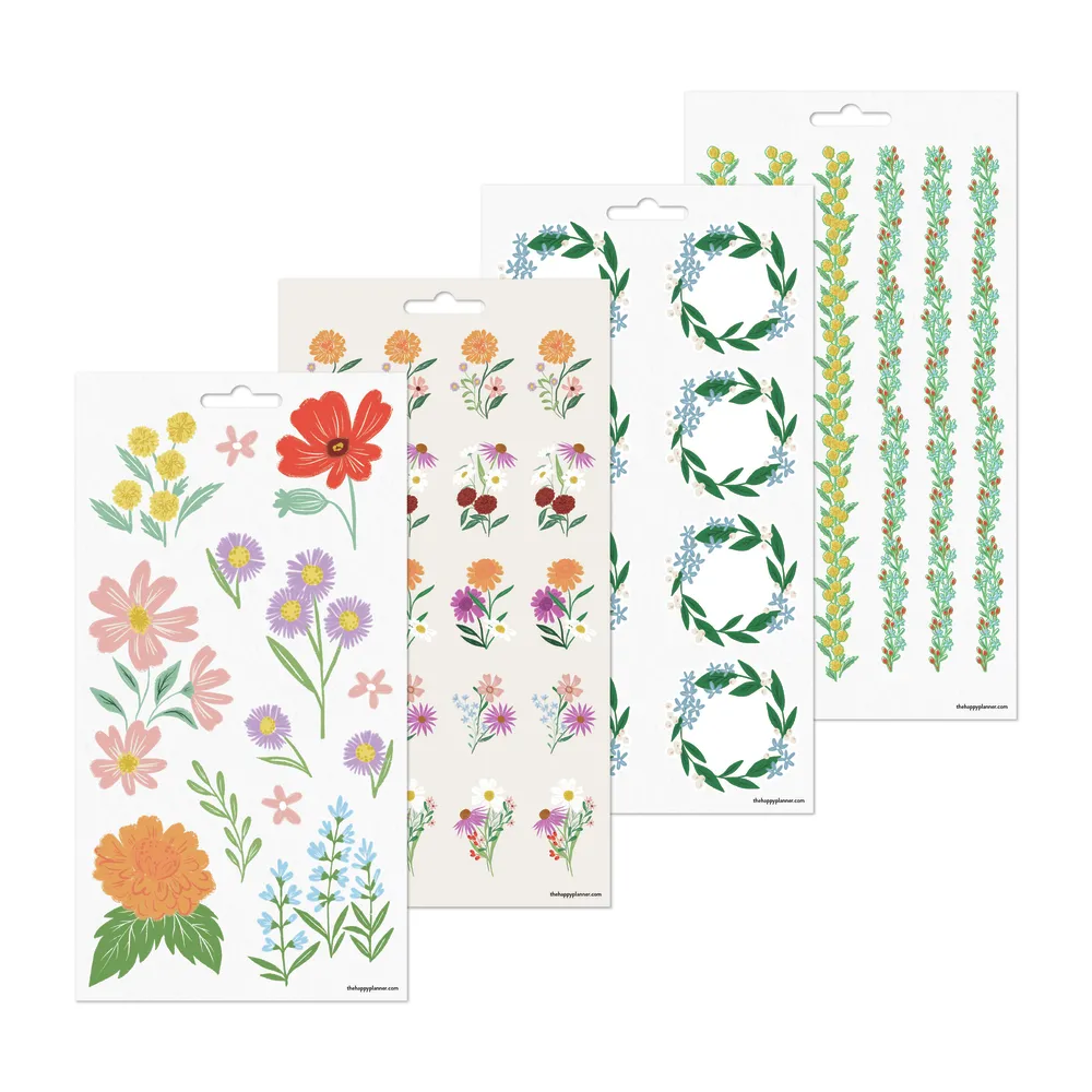 Happy Planner Blooming Bouquet stickers 10 feuilles florales