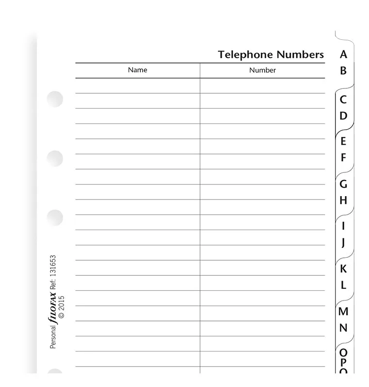 Filofax Classic répertoire A-Z Personal adresses anglais