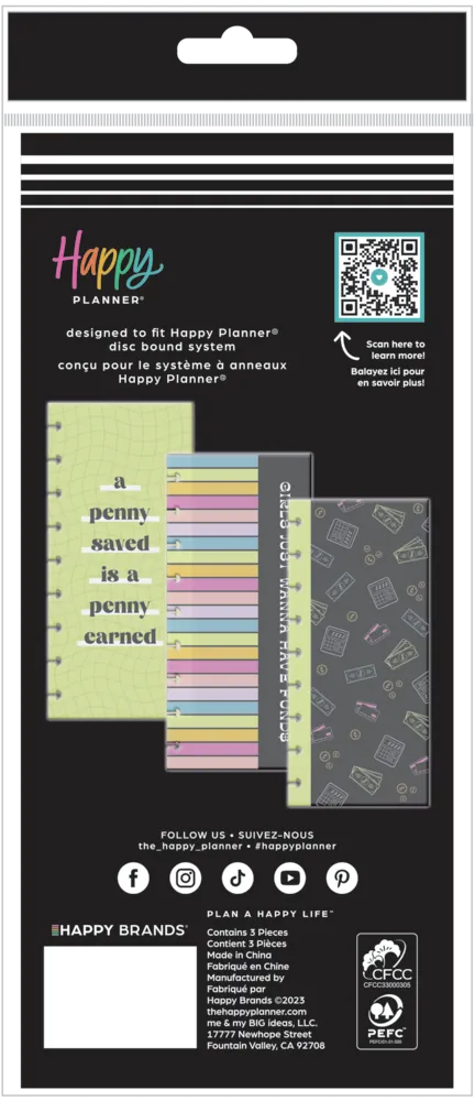 Happy Planner Bright Budget enveloppes Classic x3 budget