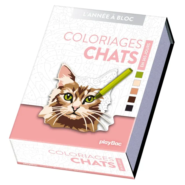 Frigobloc Année à bloc Coloriages Chats 365 jours calendrier