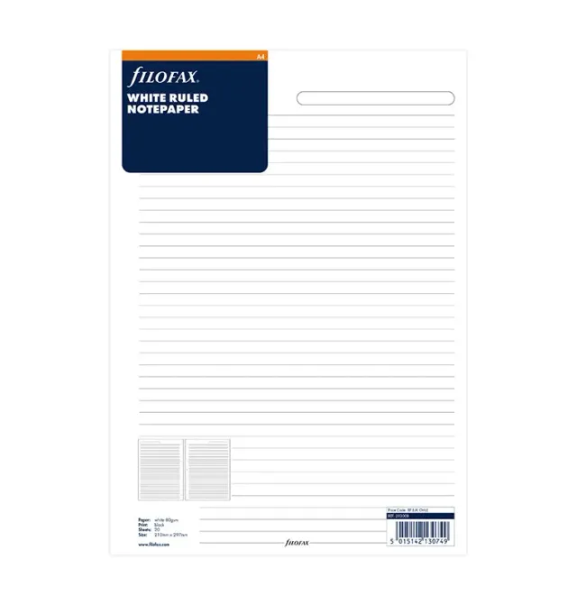 Filofax Classic recharge papier ligné A4 blanc