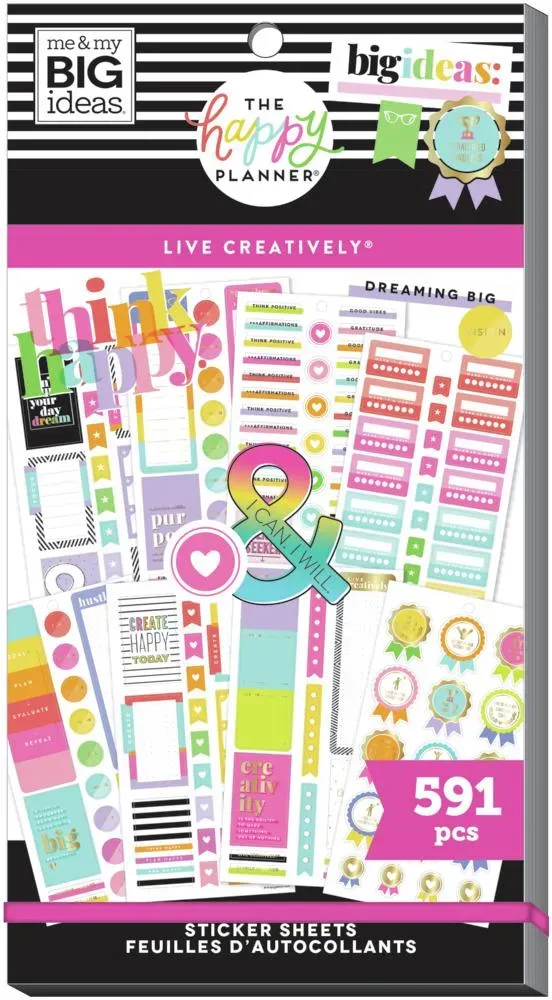 Happy Planner Live Creatively stickers Classic 30 feuilles couleur
