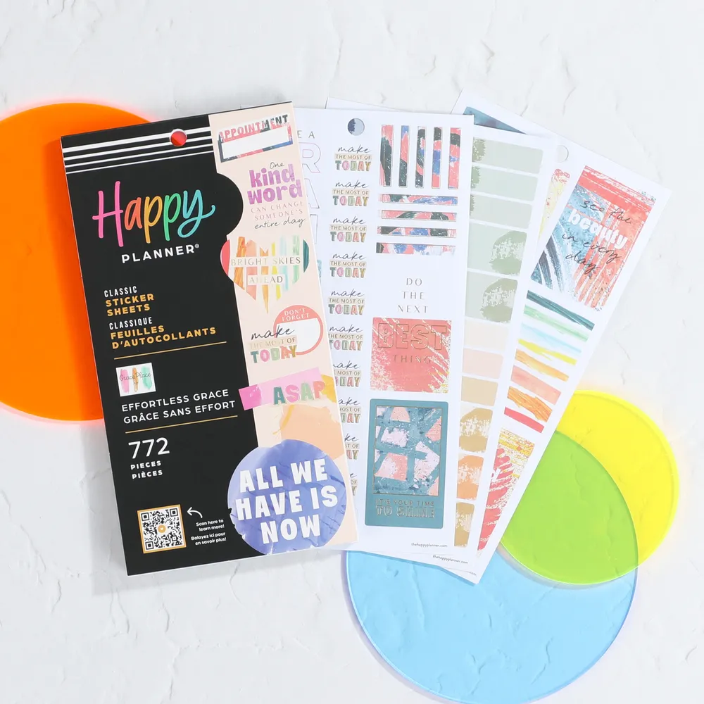 Happy Planner Effortless Grace Value Pack autocollants 772 colorés