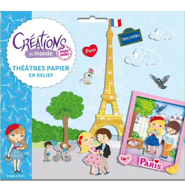 Frigobloc Minimiki théâtre papier relief Paris 4 tableaux