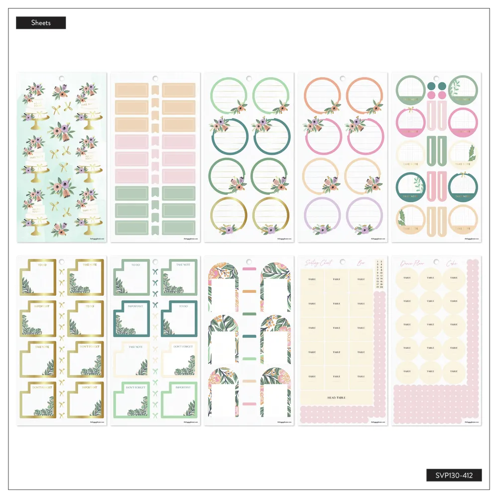 Happy Planner Garden Wedding stickers Big x1322 doré