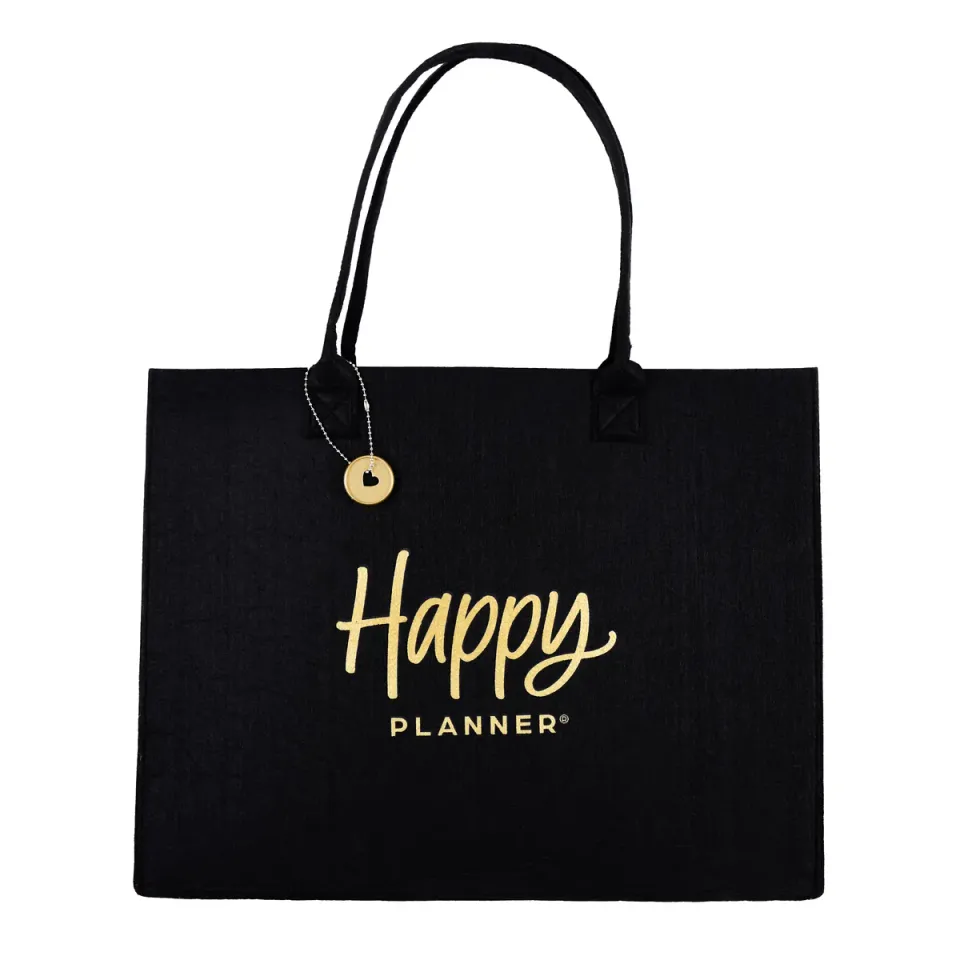 Happy Planner Golden Cheers tote feutre noir doré